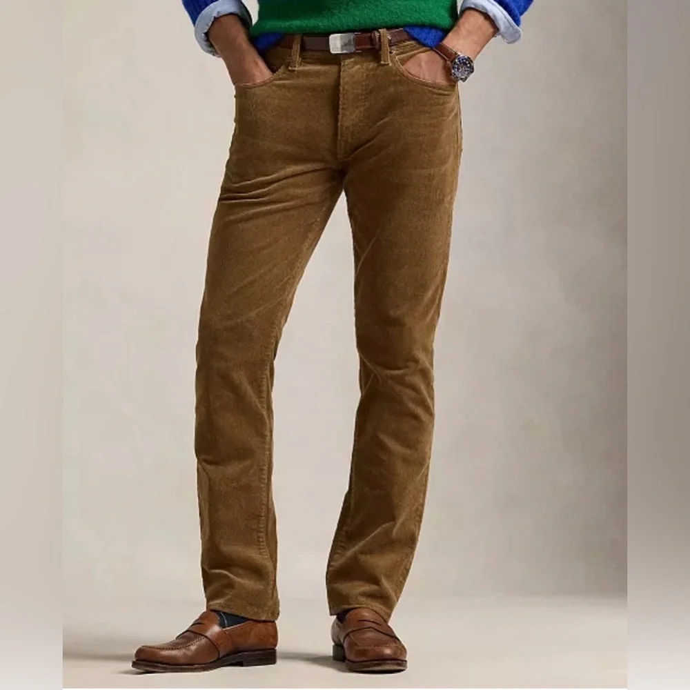 Polo Ralph Lauren THE VARICK SLIM STRAIGHT Corduroy Brown Men’s 38x32 - Picture 1 of 11